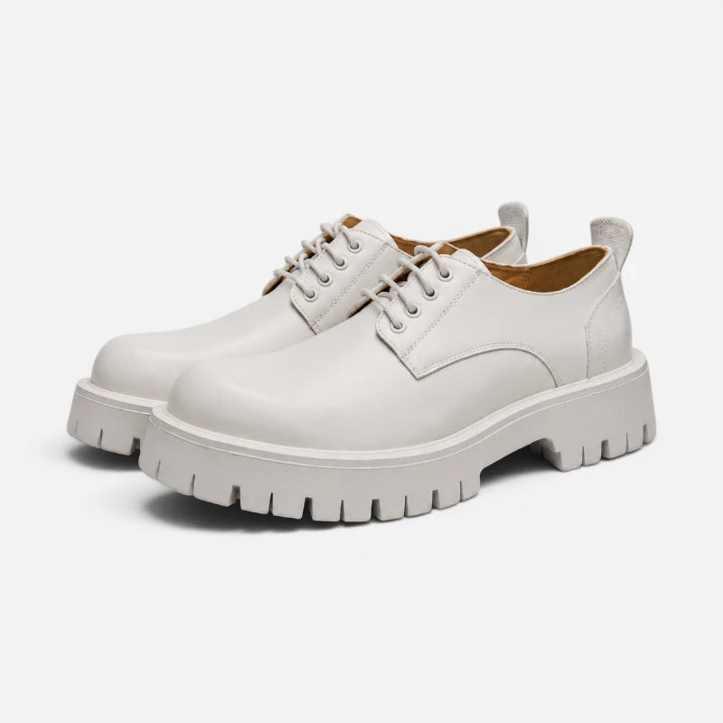 Mocassin Derby Plateforme Blanc À Lacets