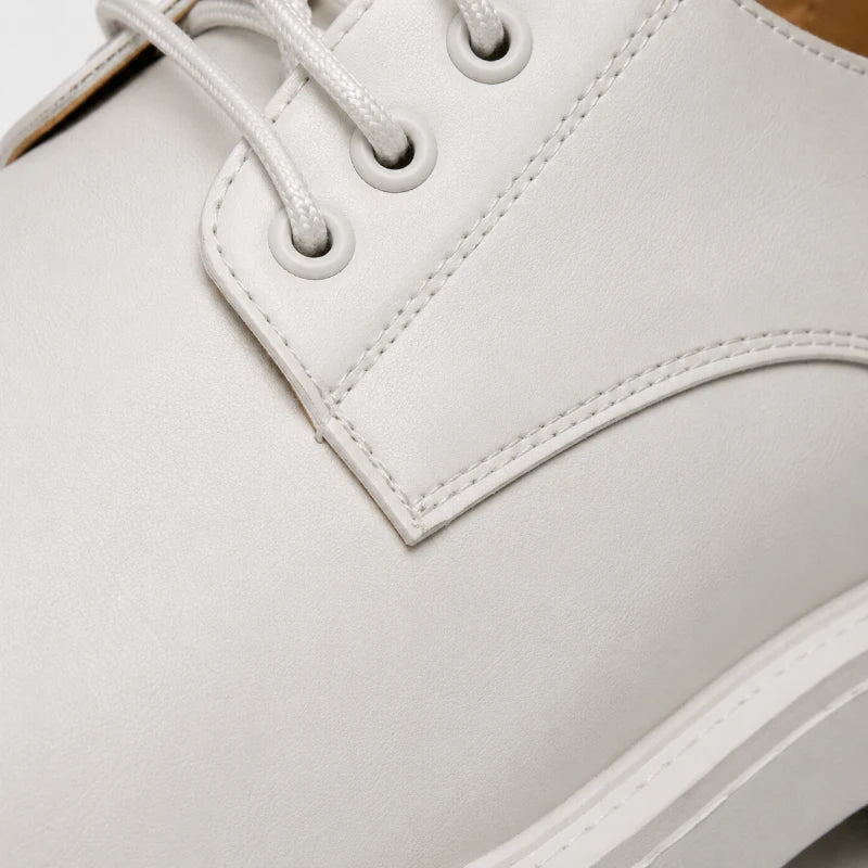 Mocassin Derby Plateforme Blanc À Lacets