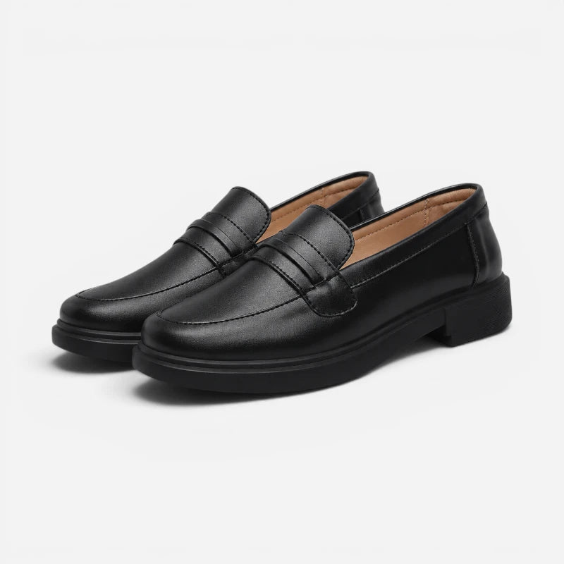Mocassin Penny Loafer Femme Noir Classique Élégant À Talon