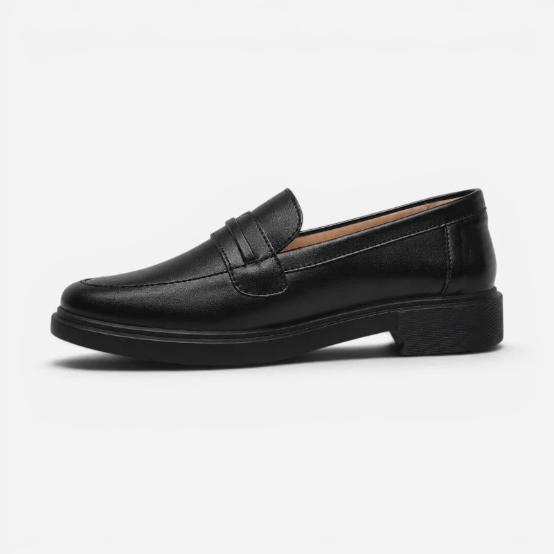Mocassin Penny Loafer Femme Noir Classique Élégant À Talon