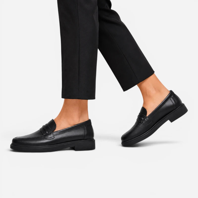 Mocassin Penny Loafer Femme Noir Classique Élégant À Talon