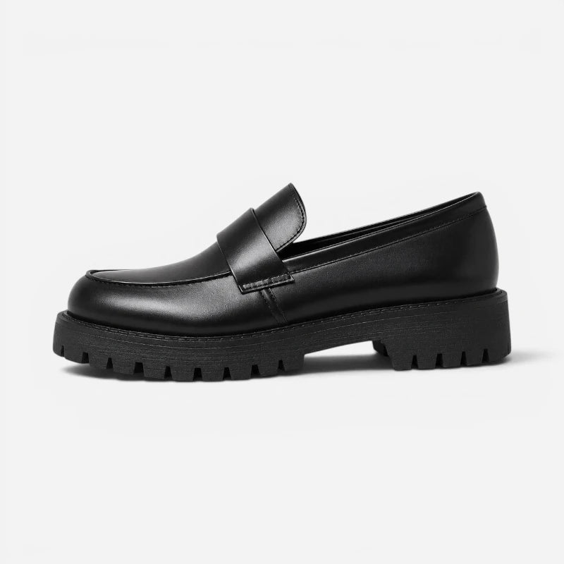 Mocassin Plateforme Femme Noir Semelle Crantée