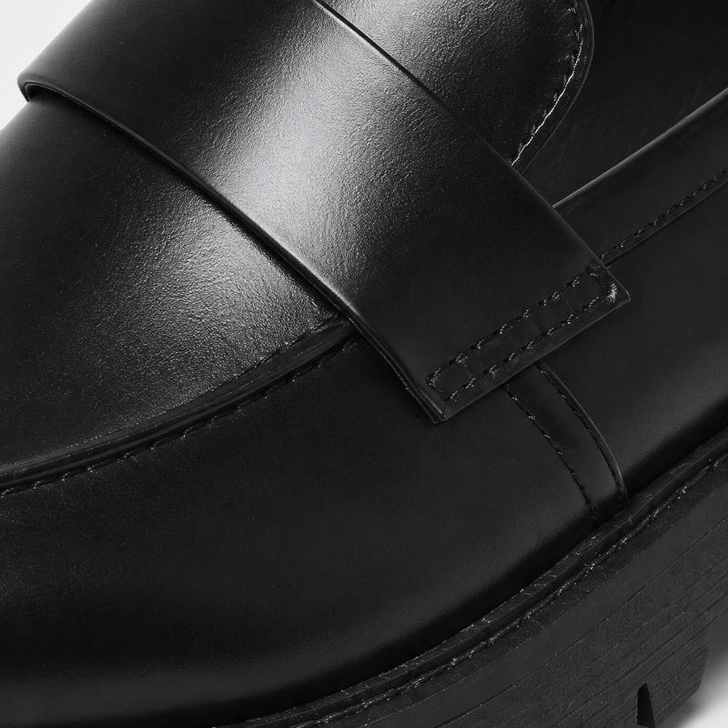 Mocassin Plateforme Femme Noir Semelle Crantée