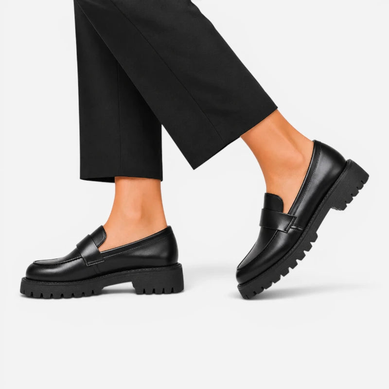 Mocassin Plateforme Femme Noir Semelle Crantée