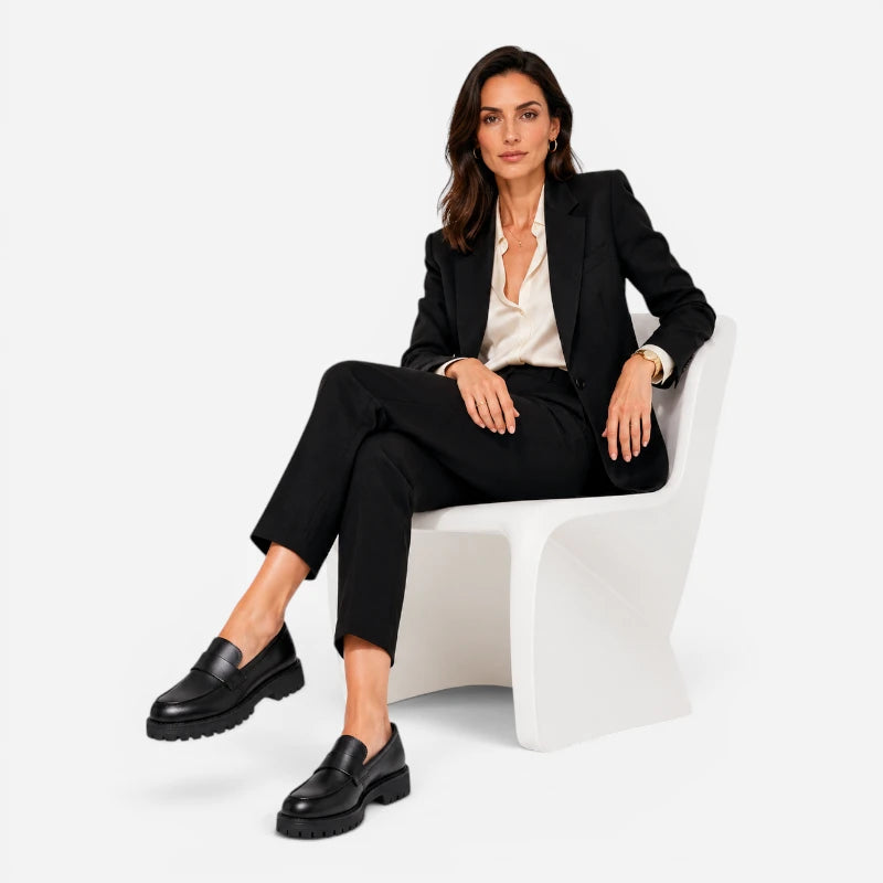 Mocassin Plateforme Femme Noir Semelle Crantée