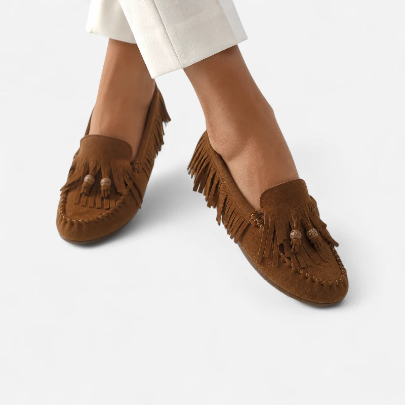 Chausson Mocassin Indien Marron Pour Femme