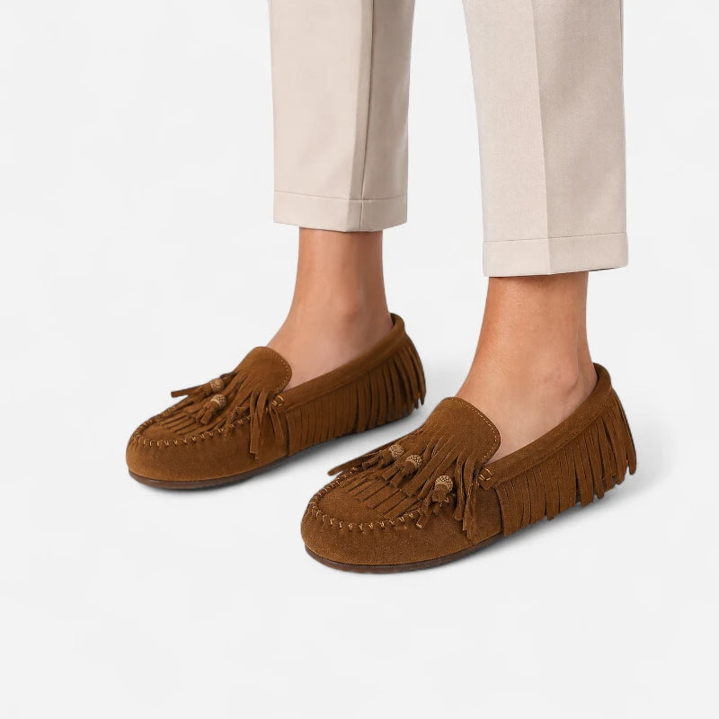 Chausson Mocassin Indien Marron Pour Femme