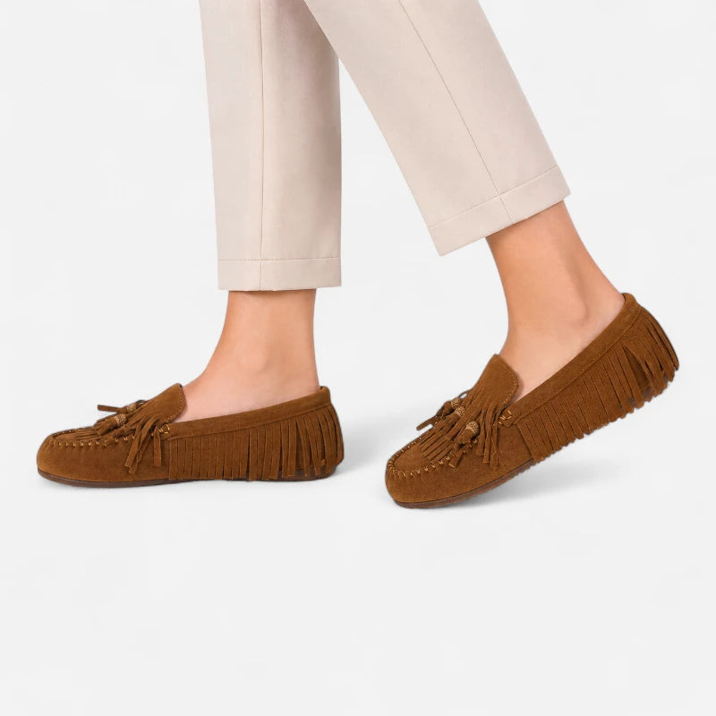 Chausson Mocassin Indien Marron Pour Femme