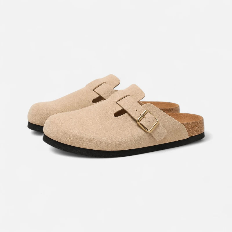 Chausson Mocassin Mule En Diam Beige Ouvert À L'arrière Unisexe
