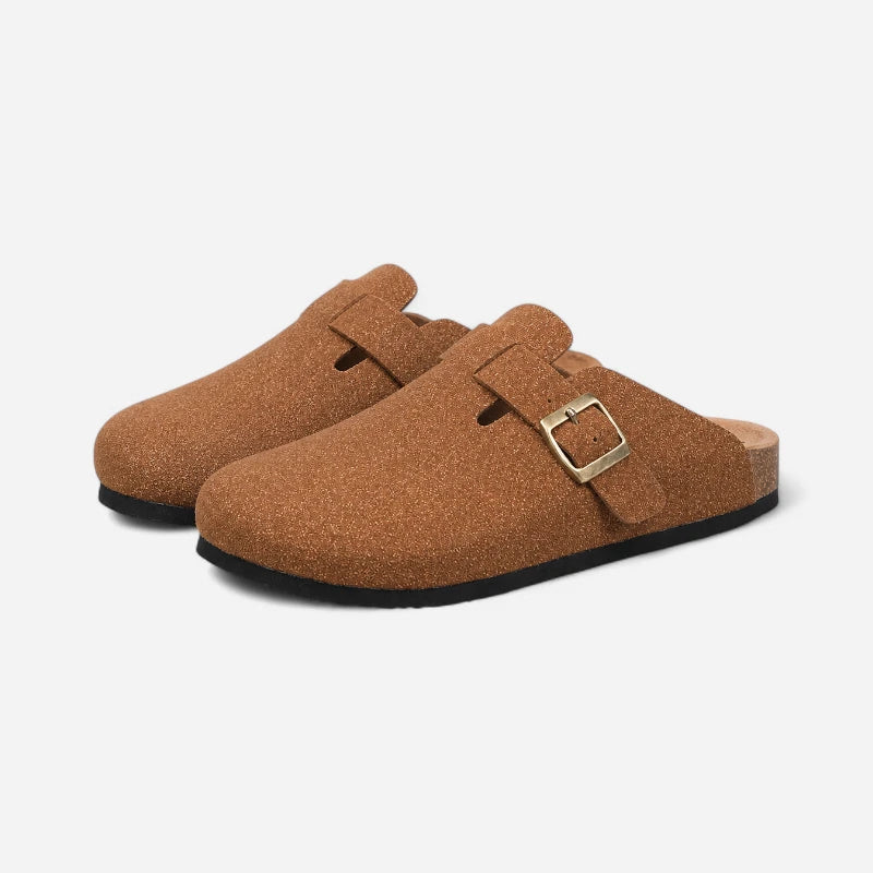 Chausson Mocassin Mule Ouvert À L'arrière Unisexe Marron