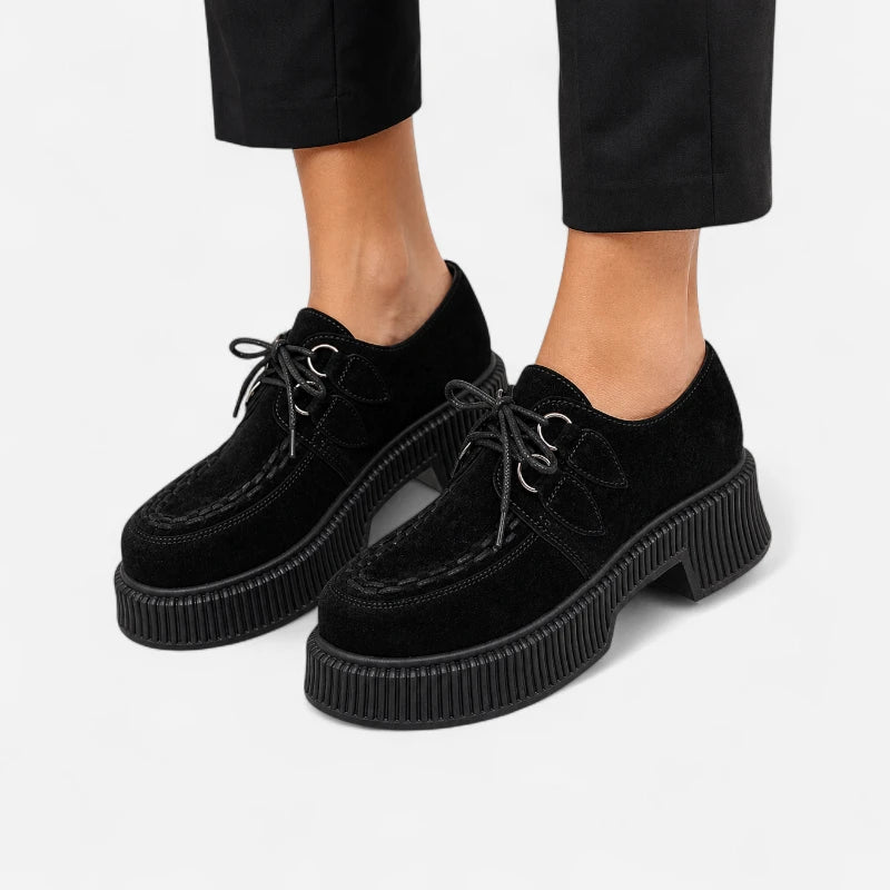 Mocassin Noir Plateforme Femme