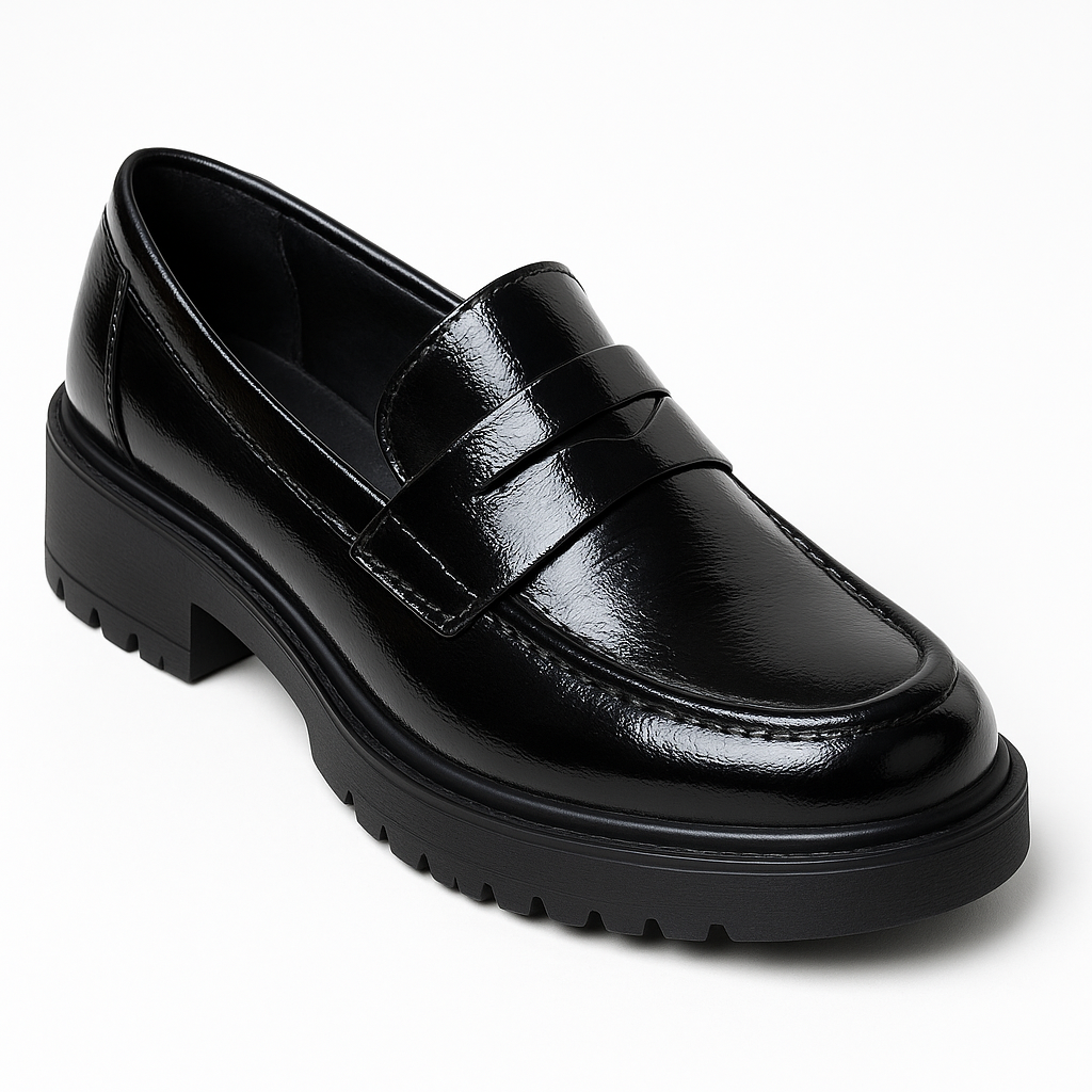 Mocassin Compensé En Cuir Vernis Femme Chic