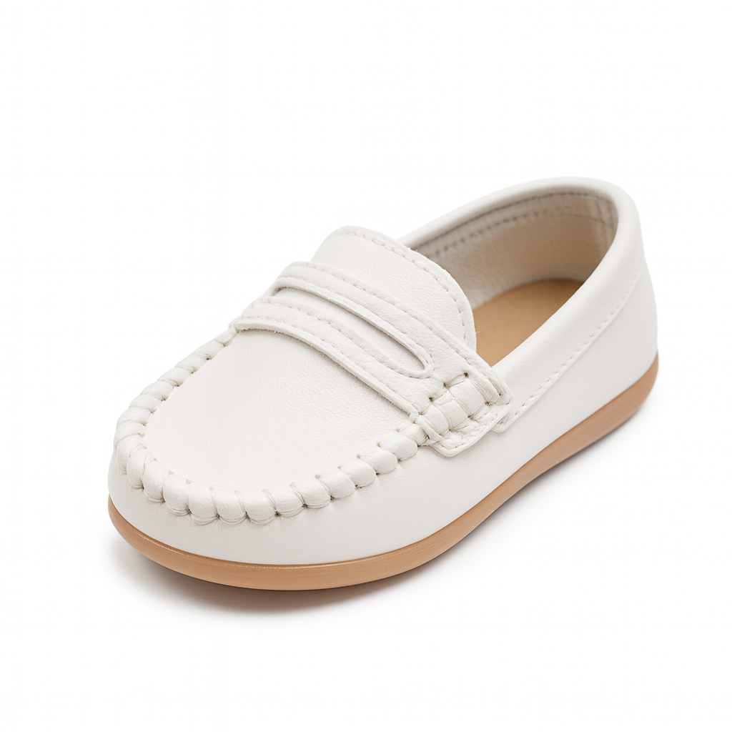 Mocassin Enfant Cuir Blanc