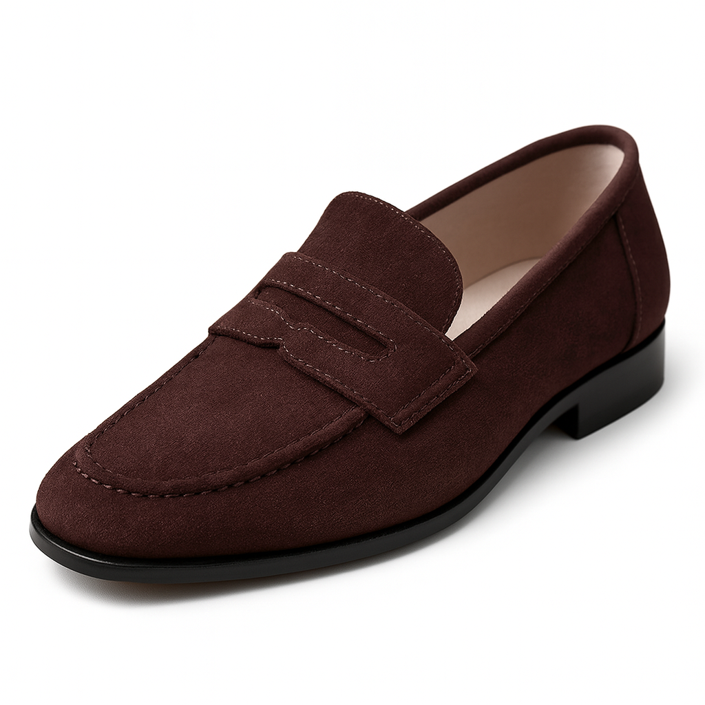 Mocassin Marron Foncé En Daim Pour Femme