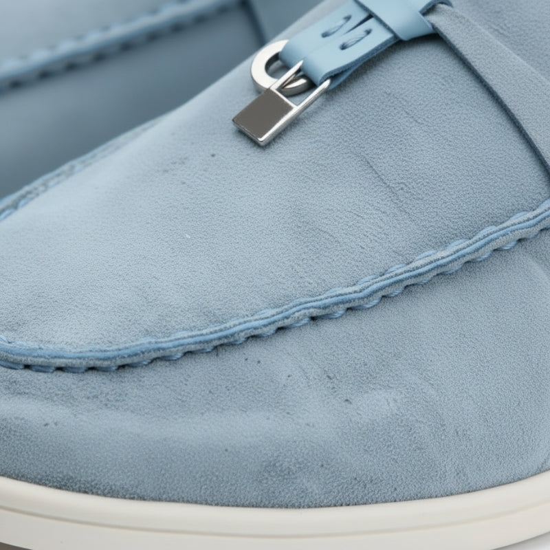 Mocassin Daim Bleu Ciel à Glands