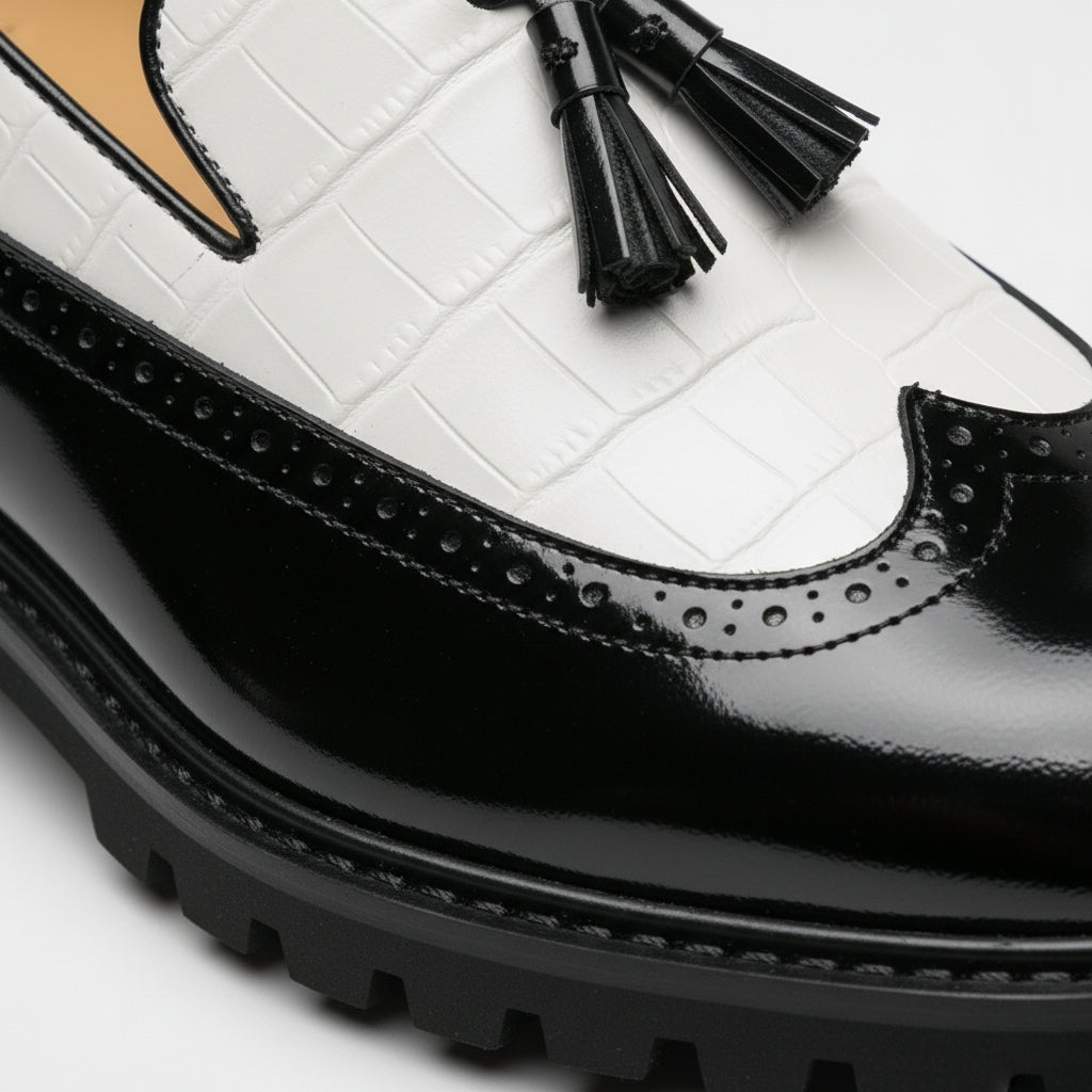 Mocassin Noir Et Blanc