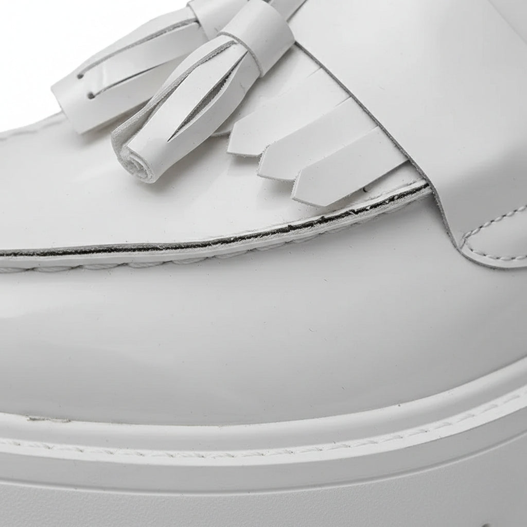 Mocassins Cuir Compensé Homme Blanc