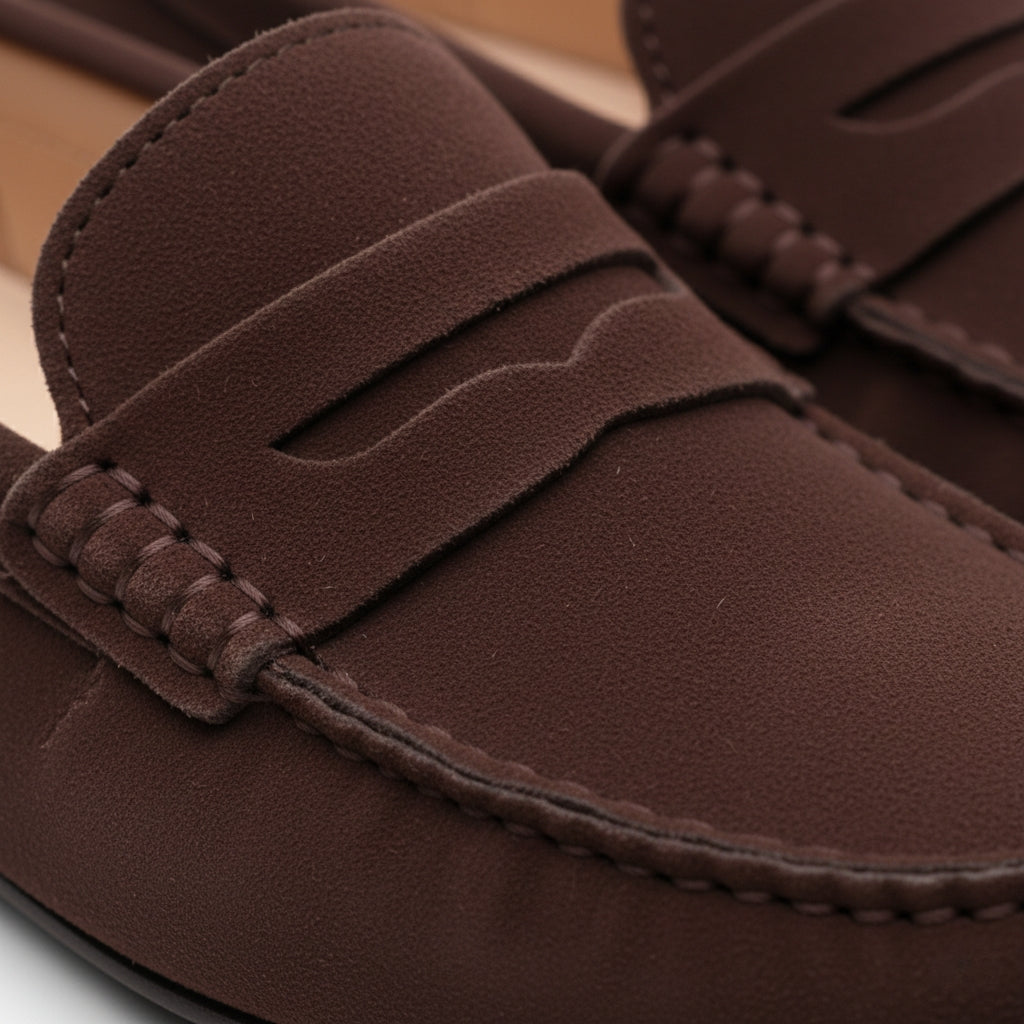 Mocassin En Daim Marron Pour Femme