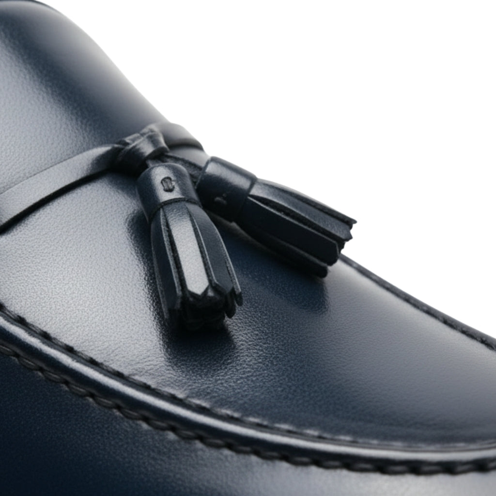 Mocassin En Cuir Marine à Gland Homme