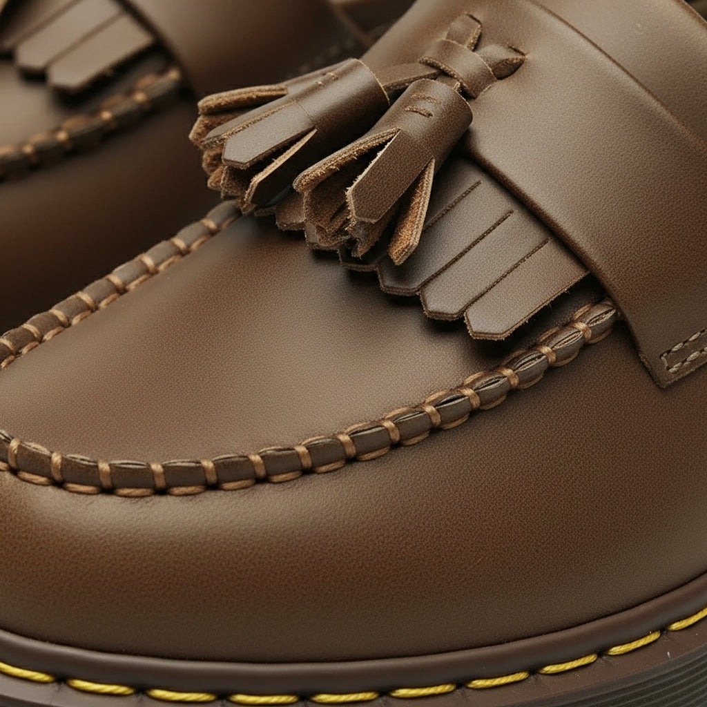 Mocassin Cuir Marron À Frange et Glands Pour Femme