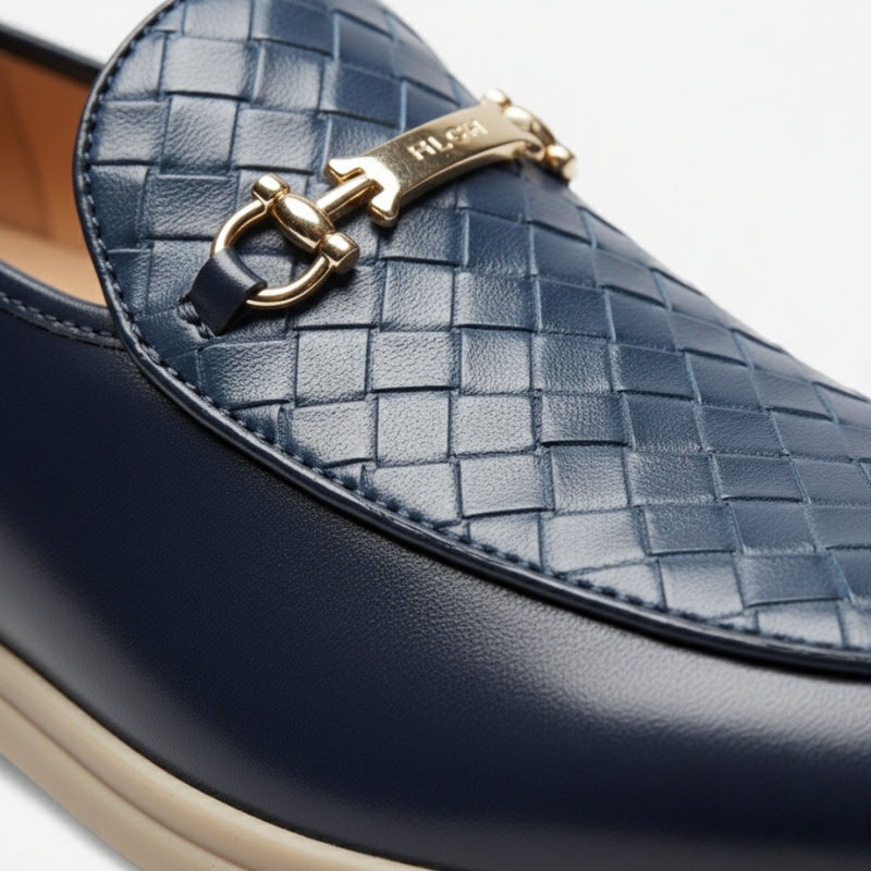 Mocassin En Cuir Bleu Marine Homme