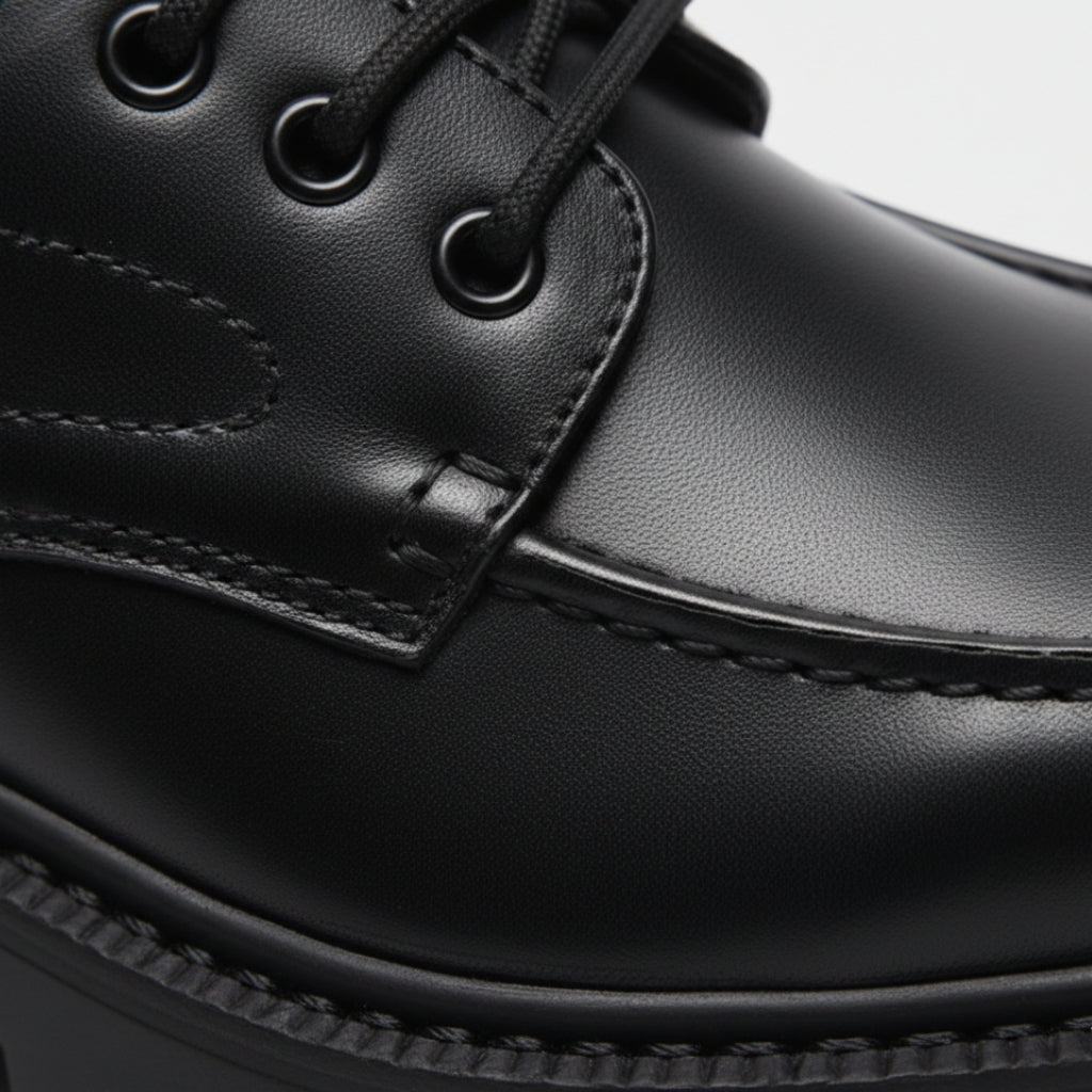 Mocassin À Lacet Plateforme Et Talon Noir Pour Femme