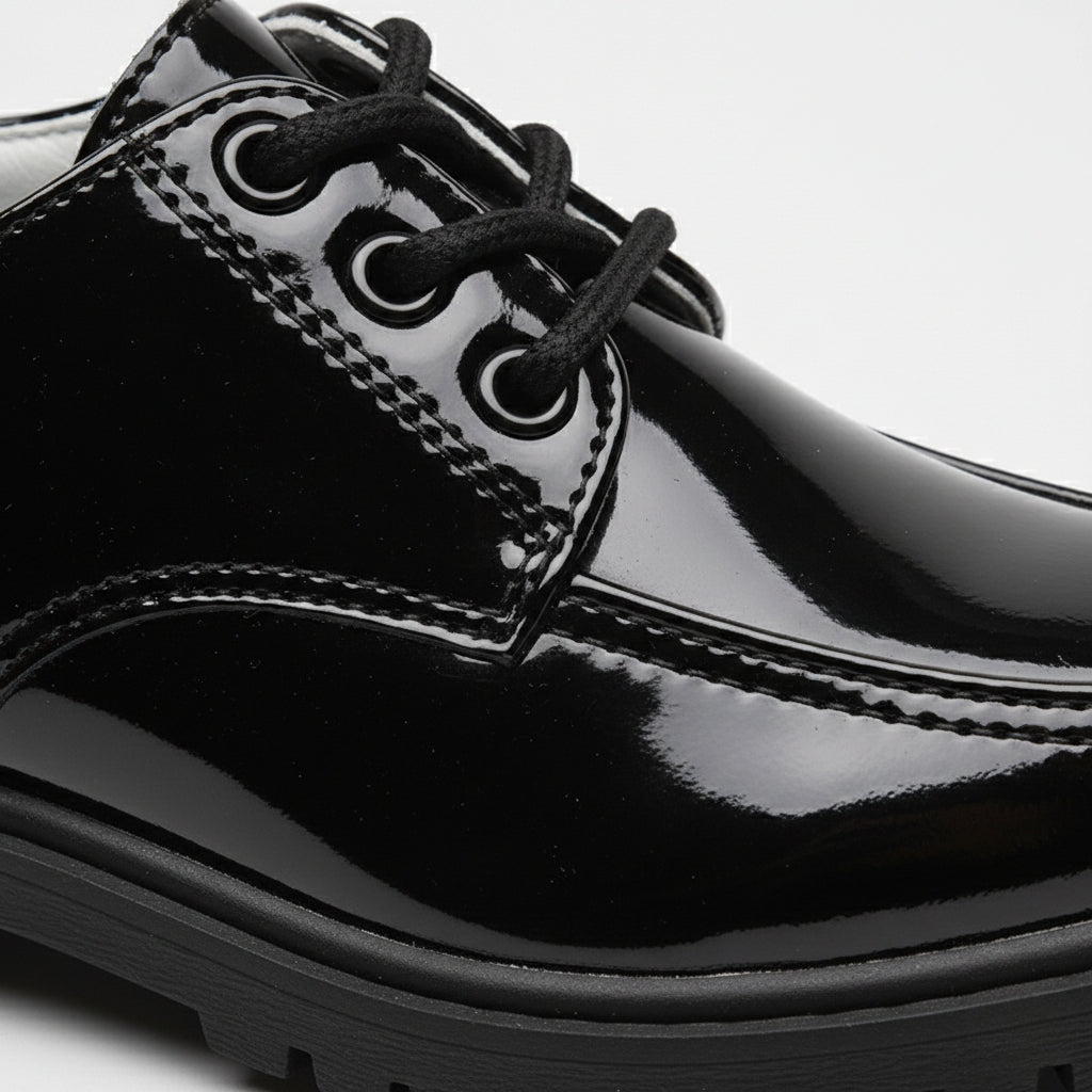 Mocassin Compensé Noir Vernis Pour Garçon