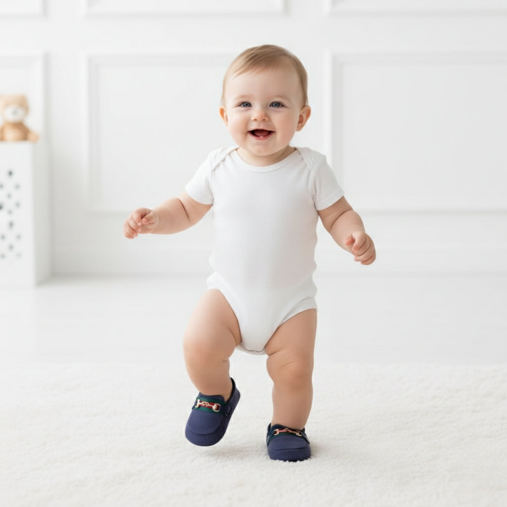 Mocassin Velour Bébé Bleu Marine