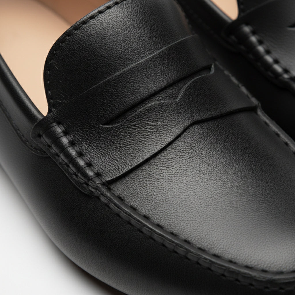 Mocassin En Cuir Mat Noir Pour Femme