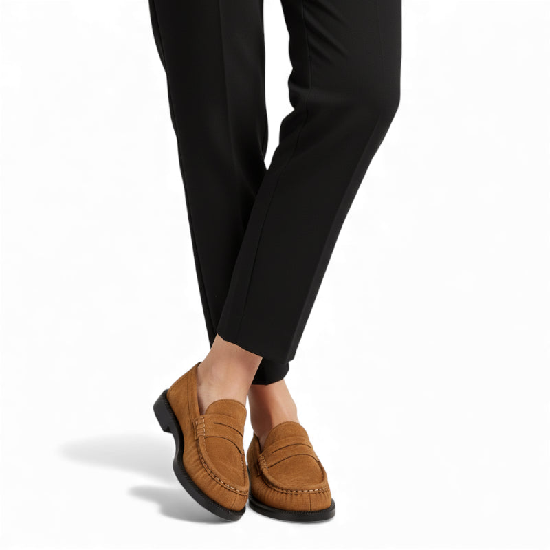 Mocassin Premium En Daim Camel Femme