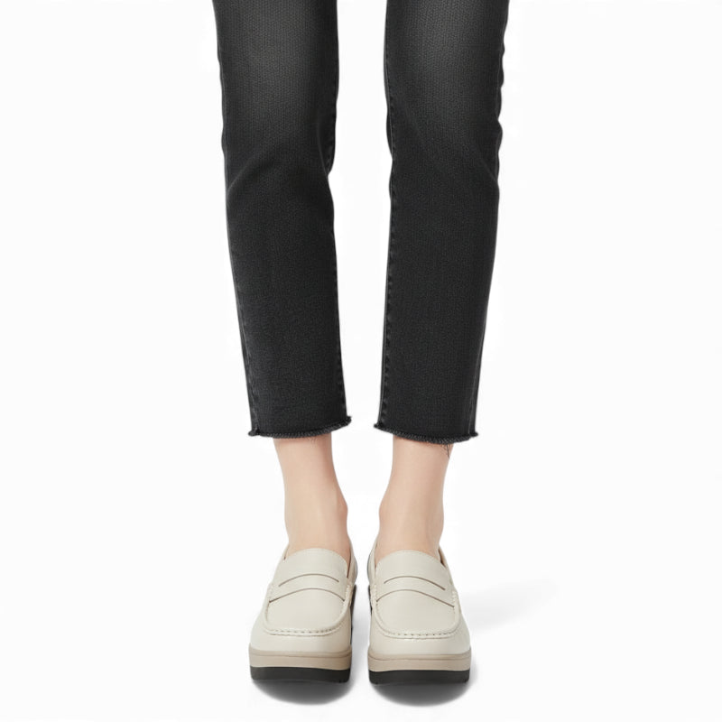 Mocassin Femme Plateforme Beige