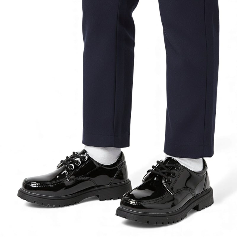 Mocassin Compensé Noir Vernis Pour Garçon