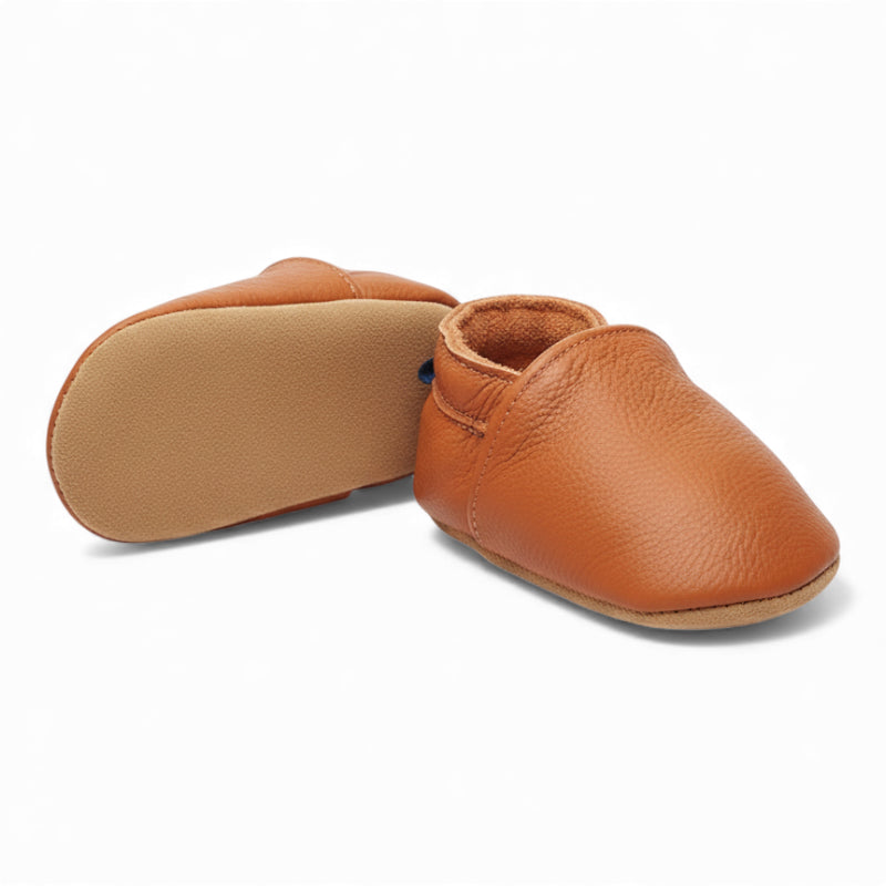 Mocassin Camel En Cuir Pour Bébé