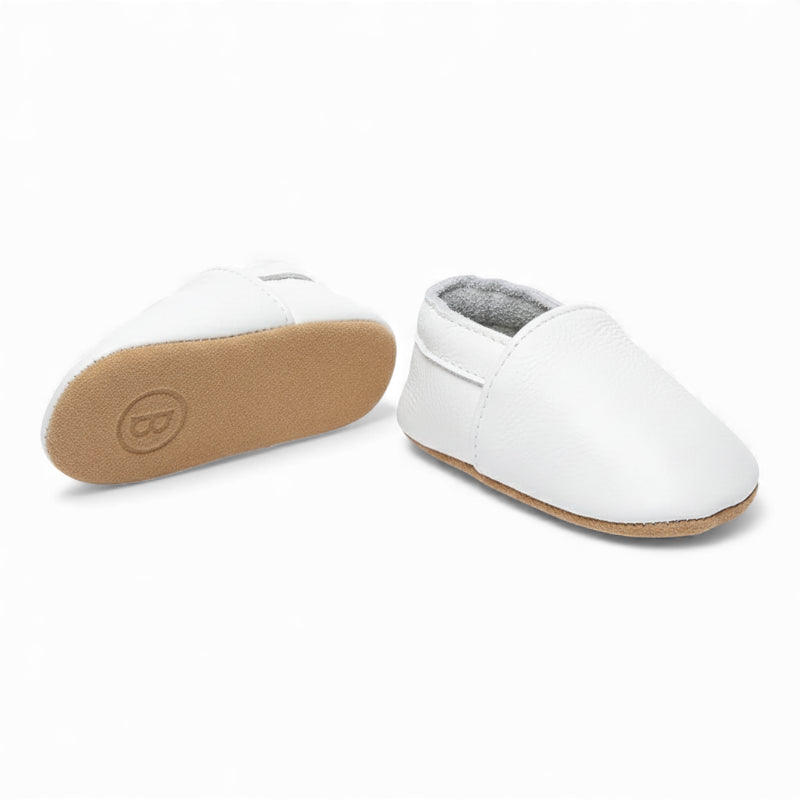 Mocassin Cuir Blanc Bébé