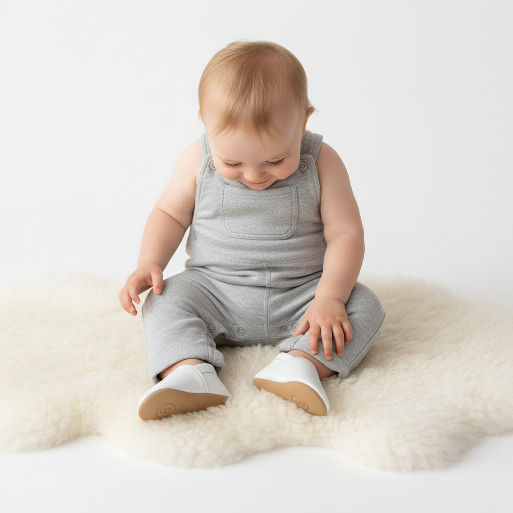 Mocassin Cuir Blanc Bébé