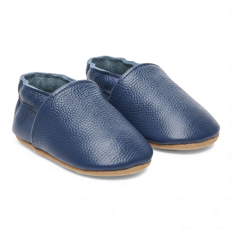 Mocassin Cuir Bleu Marine Bébé