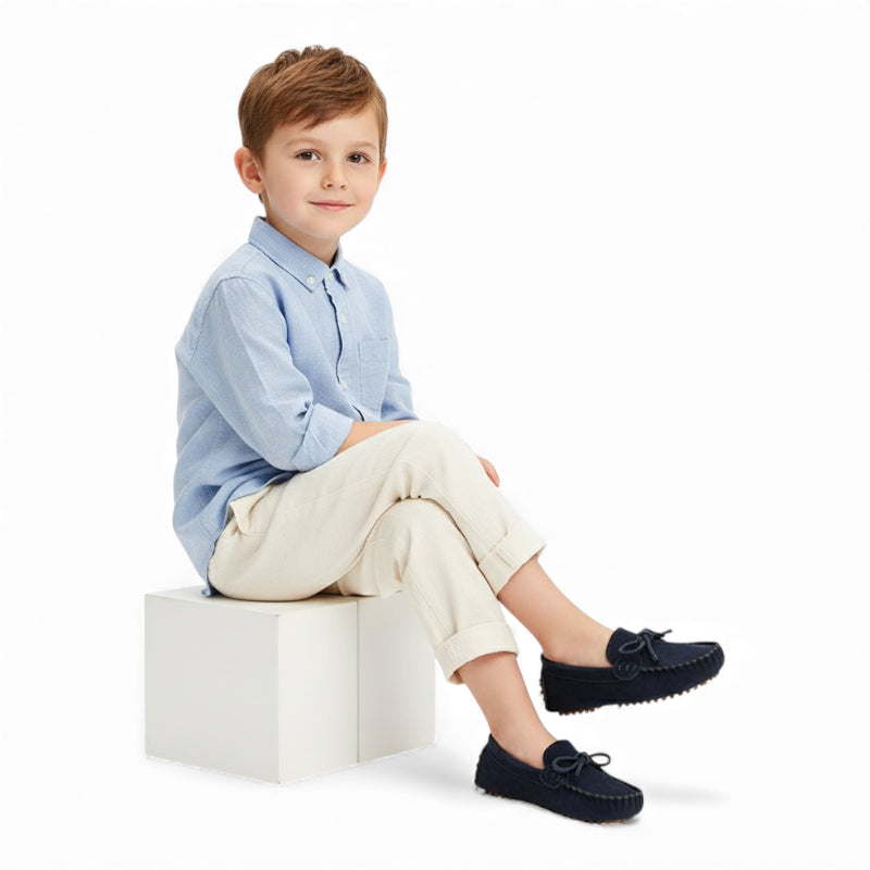 Mocassin Bleu Marine En Daim Enfant Bateau