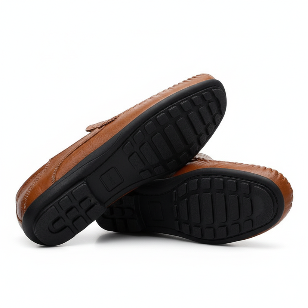 Mocassin En Cuir Respirant Marron Pour Homme