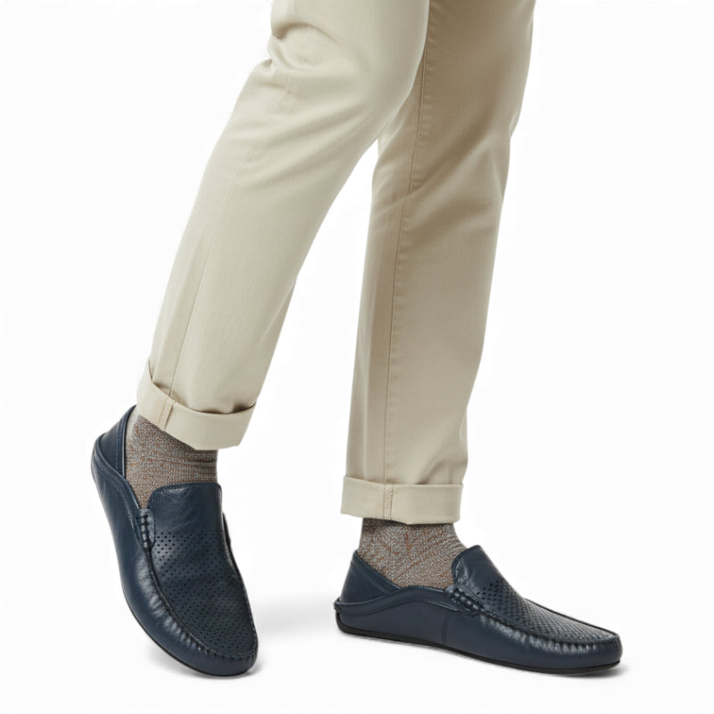 Mocassin Bleu Marine Homme Cuir