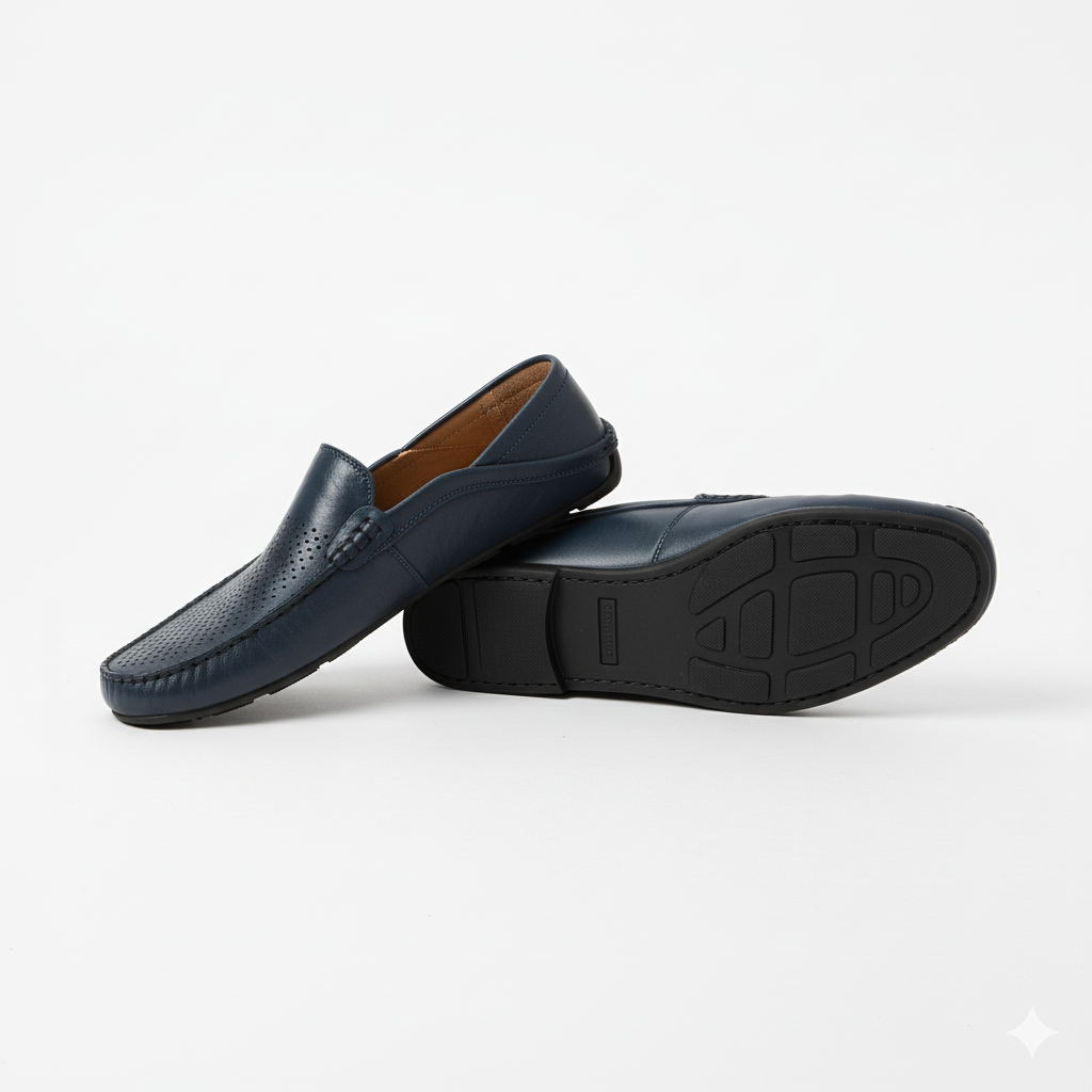 Mocassin Bleu Marine Homme Cuir
