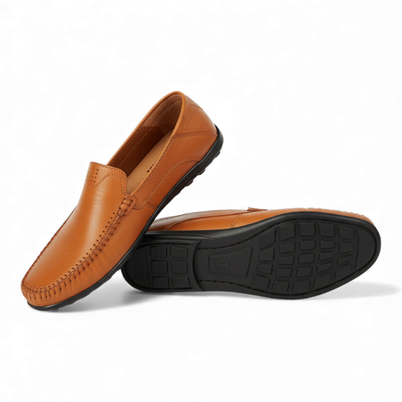 Mocassin Homme Cuir Camel Vintage