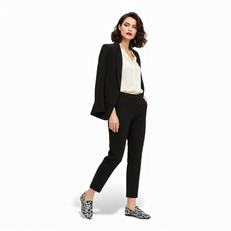 Mocassin Cuir Léopard Blanc Et Noir Femme