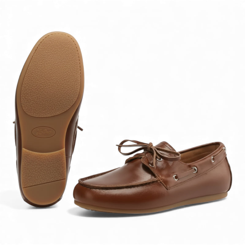 Mocassin Peau De Vache Marron Foncé à Lacets Pour Femme