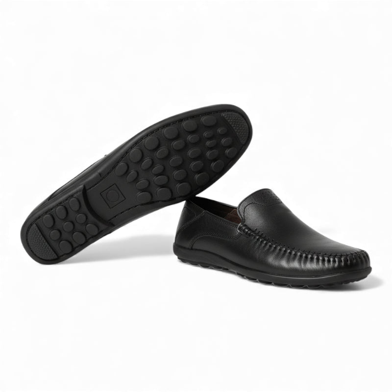 Mocassin En Cuir Noir Vernis Pour Homme Vintage