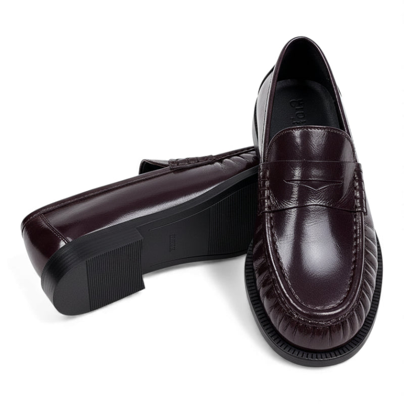 Mocassin Cuir Premium Bordeaux Femme