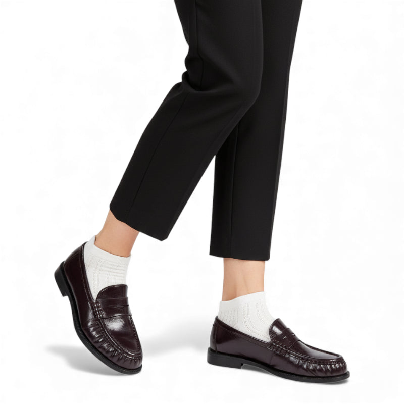 Mocassin Cuir Premium Bordeaux Femme