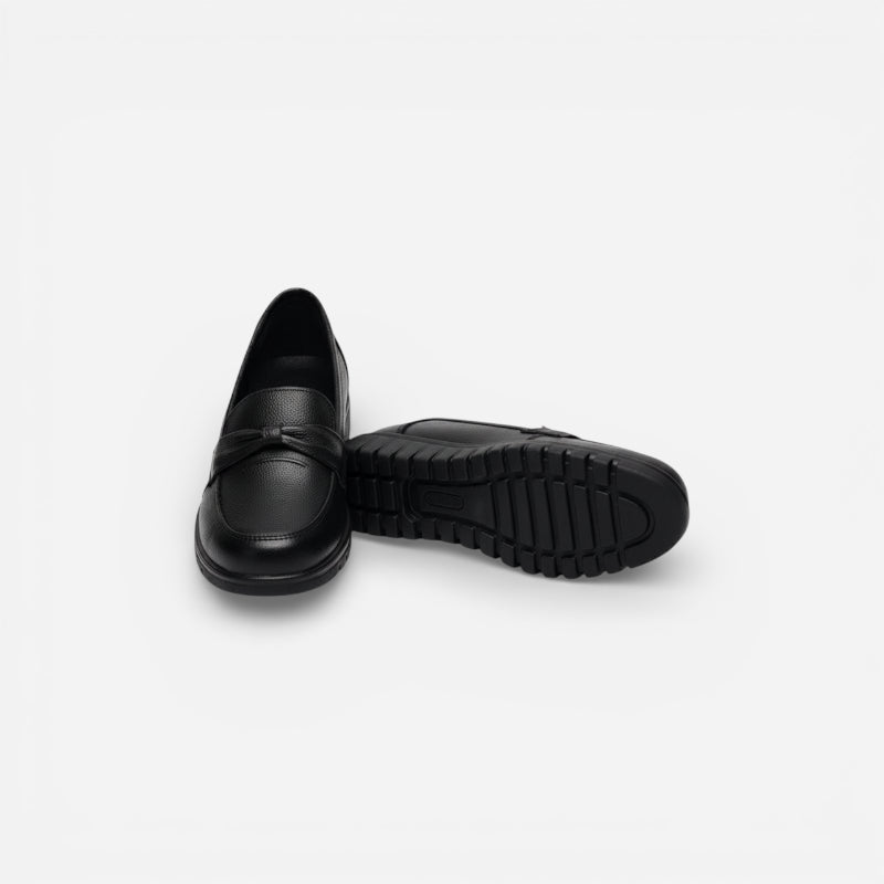 Mocassin Noir Compensé Pour Femme Chic Avec Bandeau