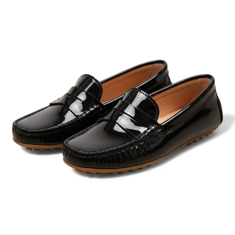 Mocassin Noir Vernis Pour Femme