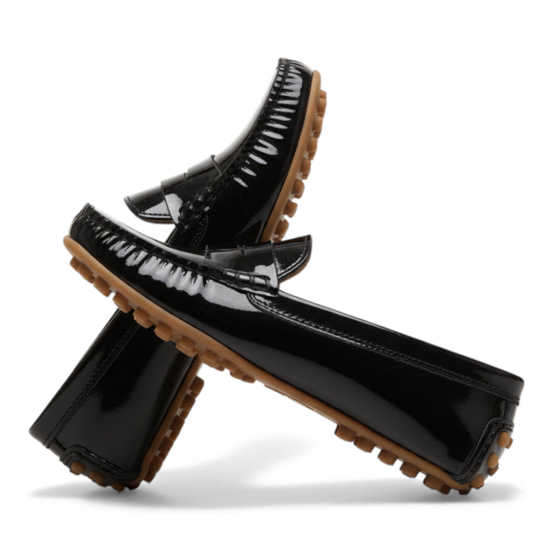 Mocassin Noir Vernis Pour Femme