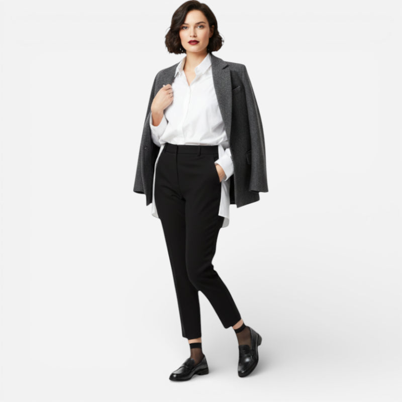 Mocassin En Cuir Vernis Noir à Talon Pour Femme